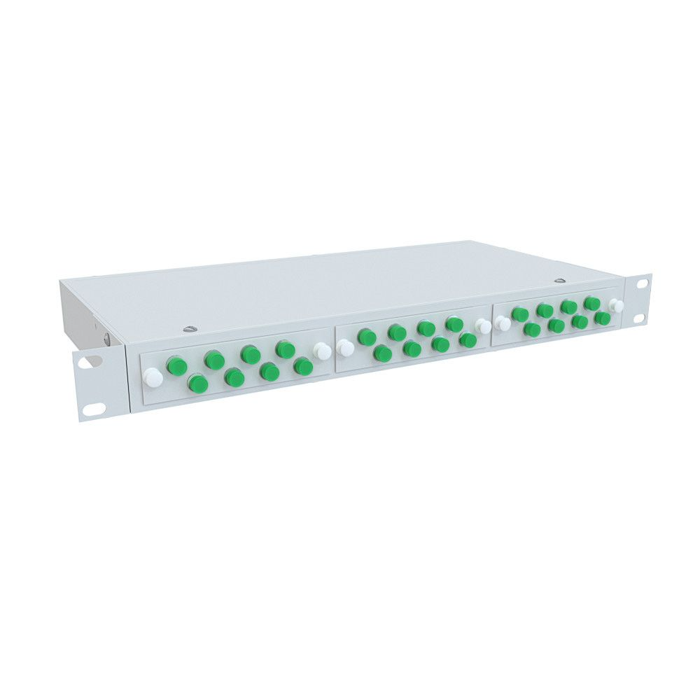 Шкаф кроссовый оптический стоечный ШКОС, 19", 1U, 24 SM, укомплектованный 24 FC/APC, черный