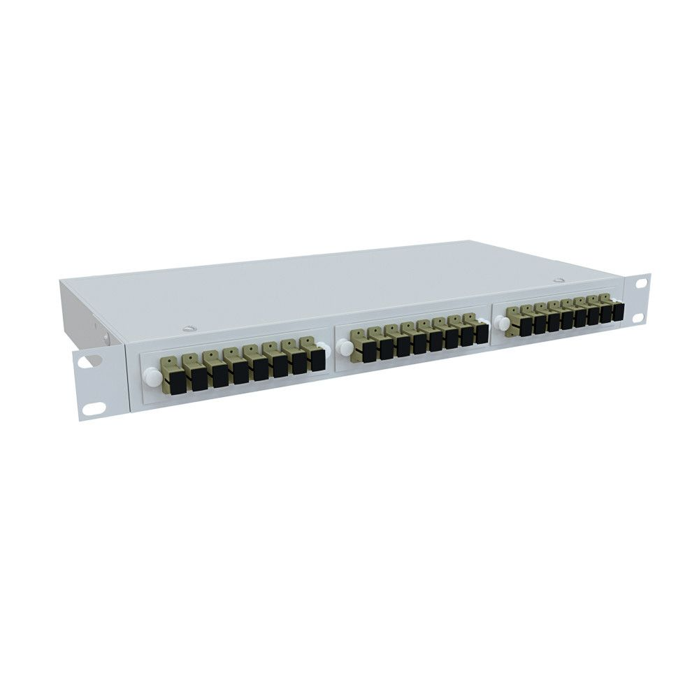 Кросс распределительный стоечный КРС, 19", 1U, 24, MM, укомплектованный 8 SС/PC