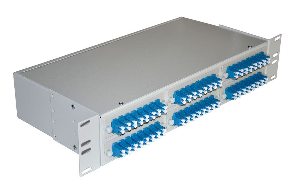 Кросс распределительный стоечный КРС, 19", 2U, 48 SM, укомплектованный 96 LC/UPC