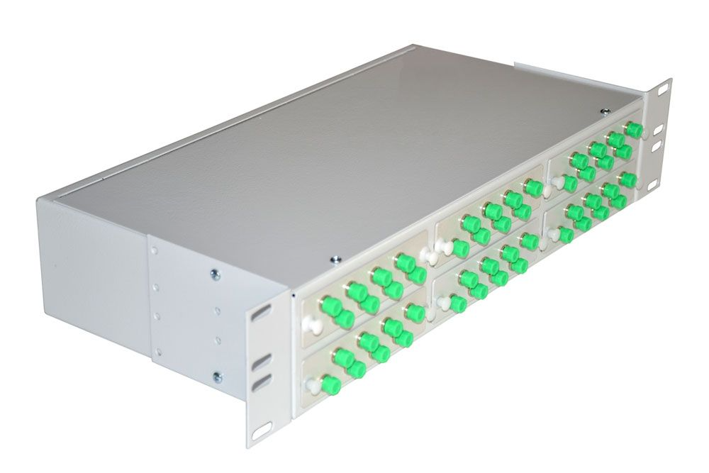 Шкаф кроссовый оптический стоечный ШКОС, 19", 2U, 48 SM, укомплектованный 48 FC/APC, черный